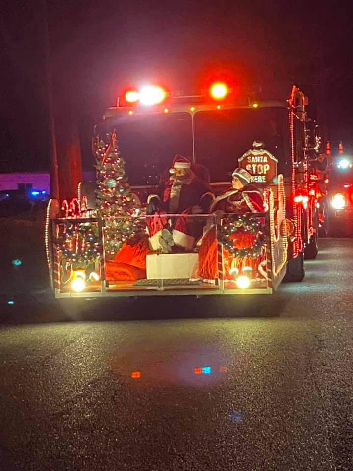 Photo of a fire truck at Christmas parade