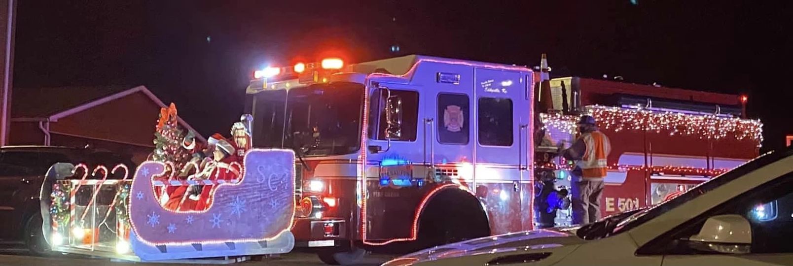 Photo of fire truck at Christmas parade