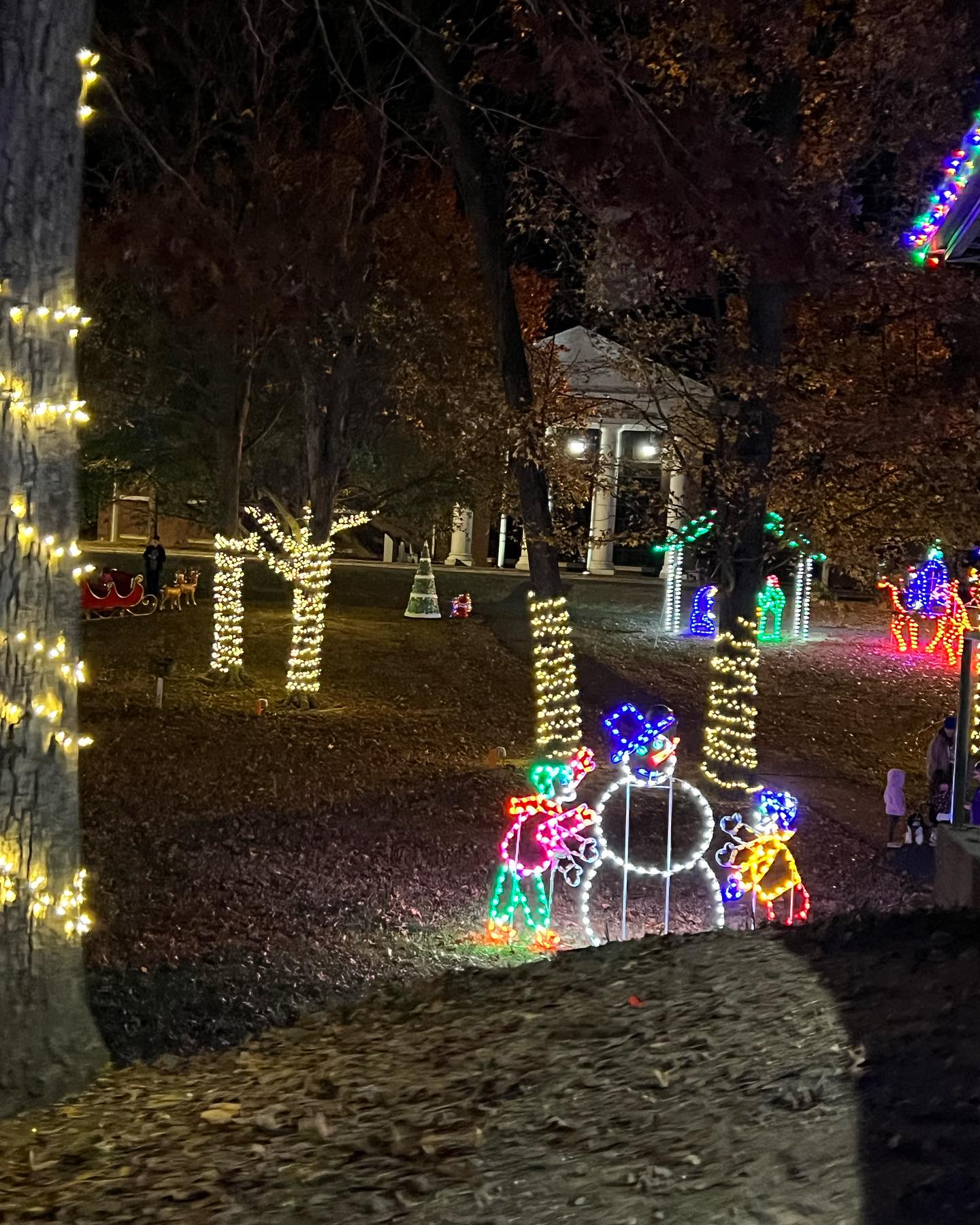 Photo of a lighted snowman at the park for Christmas